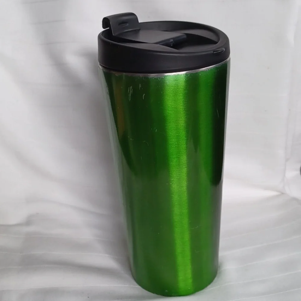 Starbucks 2014 Mirror Green Embossed Siren 16 Oz. Metal Travel Tumbler - Picture 4 of 15
